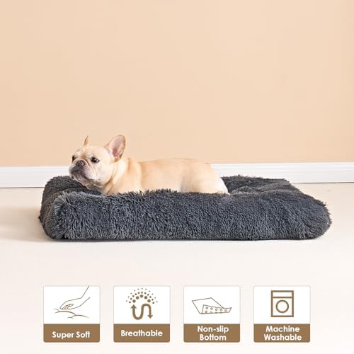 EHEYCIGA Fluffy Dog Crate Bed for Small Dogs, Plush Crate Pad, Dark Grey - Image 7