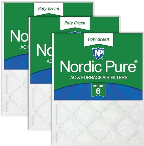 Nordic Pure 18x20x1 Poly Green MERV 6 Pleated AC Furnace Air Filters 3 Pack by NordicPure