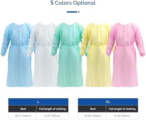 JMU 100 Pack Disposable Isolation Gowns XL, 51x59 Inch PPE Medical Gowns - Image 6