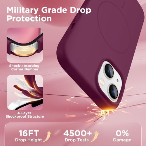 GolbinBox Magnetic for iPhone 13/14 Case, Silicone Cover, Deep Red - Image 5