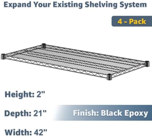 21" x 42" Wire Shelving Replacement Shelf 4 Pack for Retail Displays, Stock Rooms, and Storage, NSF - Image 2