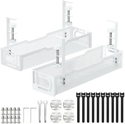 2Pack Under Desk Cable Management Tray, No Drill Mesh Desk Cable Tray by Unknown