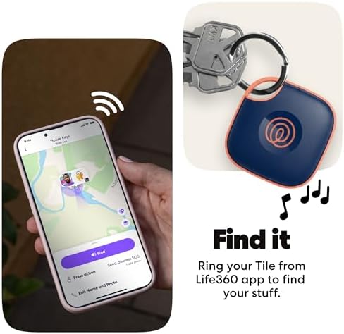Life360 Tile - Bluetooth Tracker, Keys Finder and Item Locator for Keys, Bags and More. Phone Finder. Both iOS and Android Compatible. 1-Pack (Navy Blaze) - Image 4