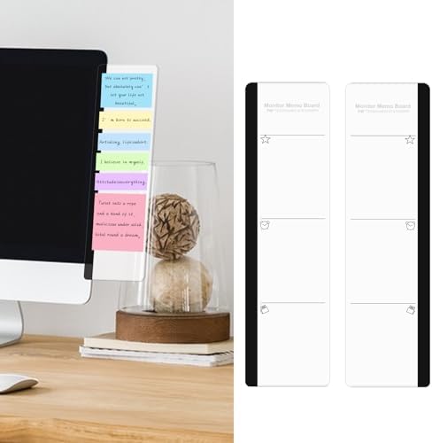 Office Desk Accessories 2pcs Multifunction Computer Monitor Memo Board - Transparent Computer Side Panel Memo Creative Monitor Side Panel Suitable for Office Home Desktop - Image 6