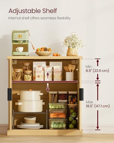VASAGLE Set of 2 Buffet Cabinet with Adjustable Shelves, Fluted Doors - Image 5