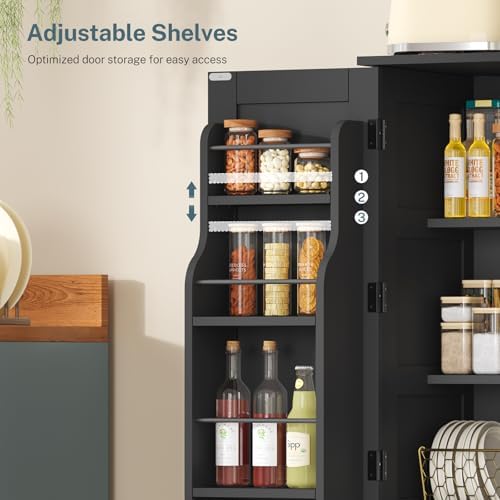 43”H Pantry Cabinet with 4 Doors, Kitchen Cabinet with 6 Door Shelves - Image 6