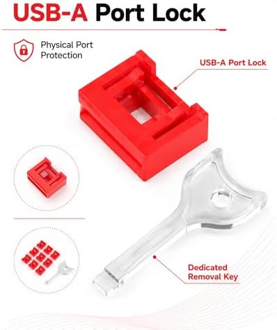 12-Pack USB-A Port Locks with 1 Key,Laptop Security Locks for Physical Security and Malware Protection, Removable USB-A Port Locks for PC Laptops, Protecting Data and Information Security (Red) - Image 5