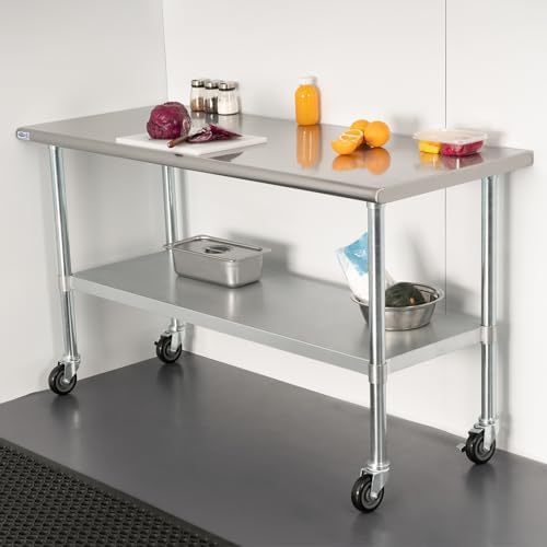 HARDURA Stainless Steel Commercial Table with Wheels 24 x 72 Inches - Image 4