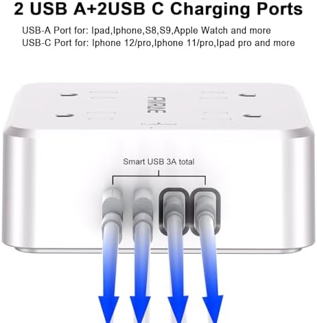 5Ft Extension Cord with Multiple Outlets, 8 Outlets and 4 USB Ports - Image 3