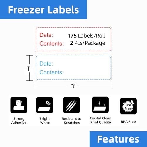 1"x3" Freezer Labels, 175/Roll, Write-On for Kitchen, Containers - Image 2