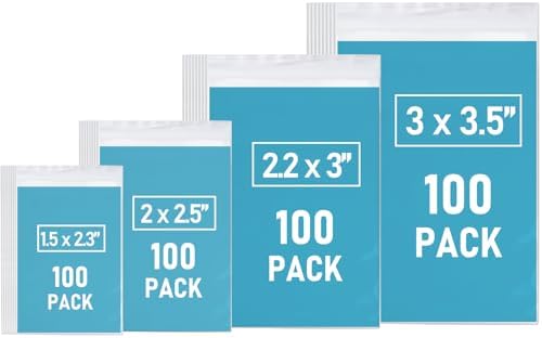 400PCS Small Plastic Bags, 4 Assorted Sizes, Small Baggies by WOWDING