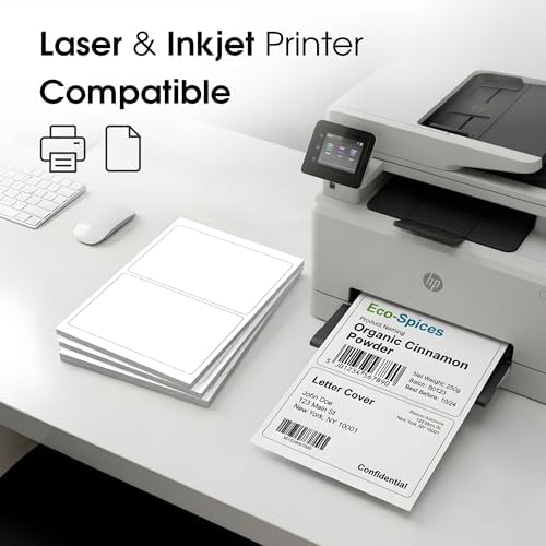 8.5" X 5.5" Matte White Printable Half Sheet Shipping Labels - Image 4