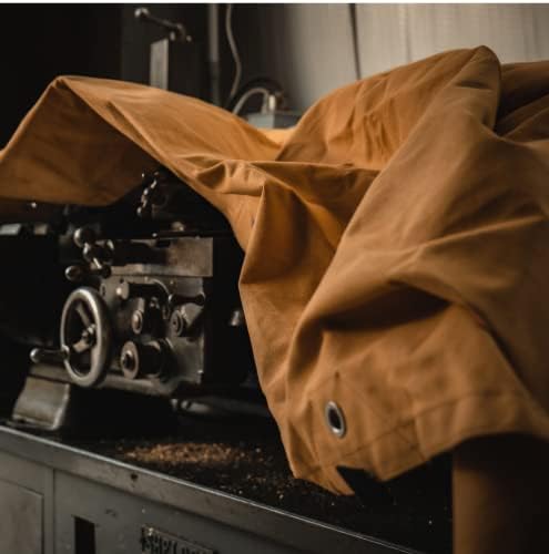 WHITEDUCK Canvas Tarp 18 oz. Heavy Duty Water Repellent UV Resistant, Rustproof Grommets, Industrial & Commercial Use Cloth Tarp (Cut Size: 8'x14', Finished Size: 7'6"x13'6", Tan) - Image 3