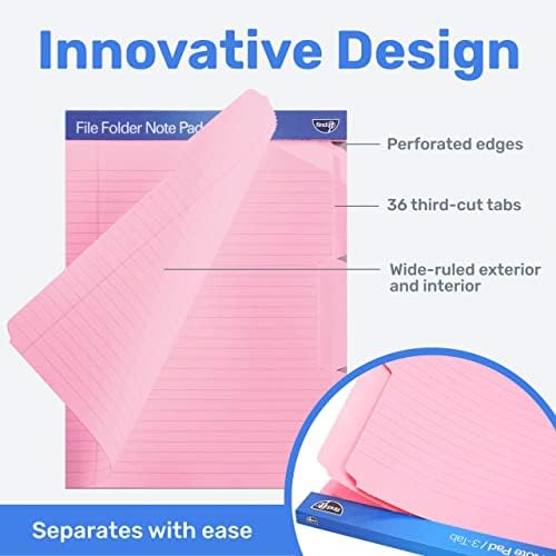 Find It File Folder Notepad, 36-Ct 3rd-Cut Tab Organizer Folders, Pink - Image 3