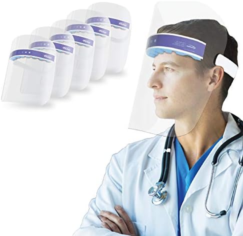 Pac-Dent - S005-A iShield Disposable Face Shield with Drape-It Cover, Anti-Fog Coating, Lightweight and Comfortable for All Day Use, Full Face Protection, 5-Pack by Pac-Dent