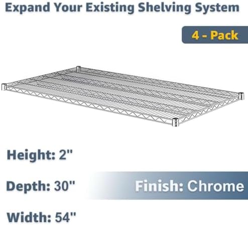30" x 54" Commercial Wire Shelf Replacement 4 Pack for Modular Storage and Shelving Systems, NSF - Image 2