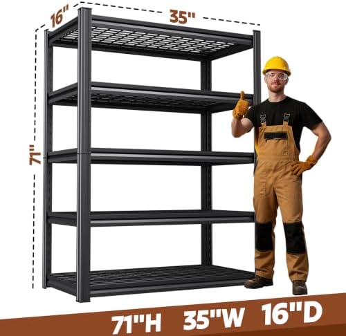71''H Storage Shelves, Garage Shelving,Adjustable Heavy Duty Shelving Unit,5T Tall Garage Shelves，Metal Standing Shelf Units,Utility Rack For Kitchen Warehouse Industrial Basement 71*35*16 - Image 3