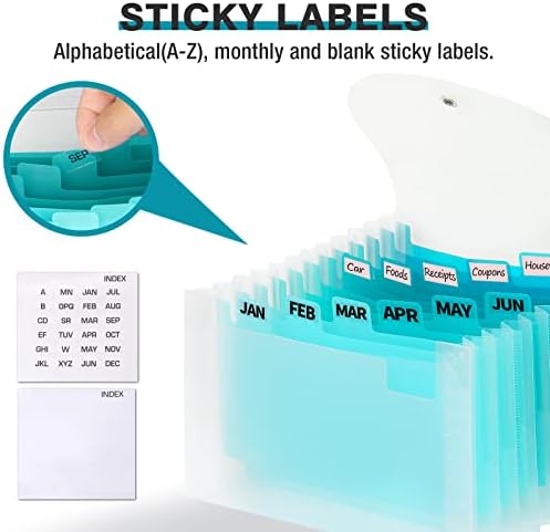H4D Coupon Receipt Holder, 13 Pocket Accordion File Folder, 7 x 4.5, Teal - Image 3