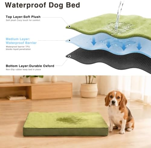 NUPIDA Waterproof Medium Dog Bed for Crate with Washable Cover, 29x18 - Image 4