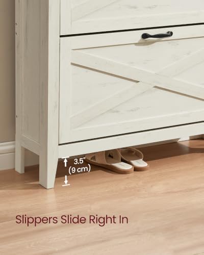 VASAGLE Farmhouse Shoe Cabinet, Narrow Storage Organizer, 2 Flip Drawers - Image 7
