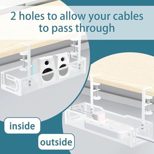 2Pack Under Desk Cable Management Tray, No Drill Mesh Desk Cable Tray - Image 7
