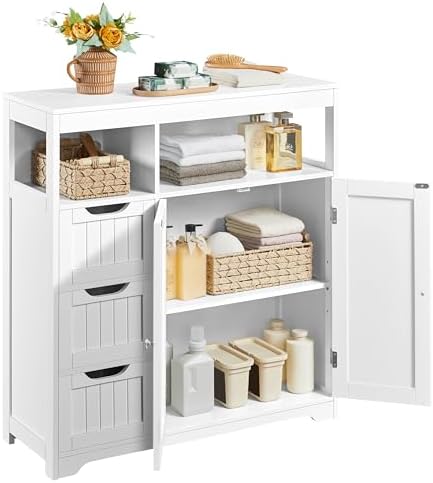 Yaheetech Small Bathroom Storage Cabinet with 3 Drawers & 2 Doors, White by Yaheetech