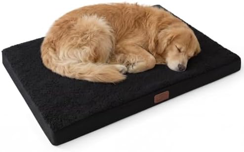 Bedsure XL Dog Bed, Extra Large Pet Bed with Comfy Sherpa,44x32in Black by BEDSURE