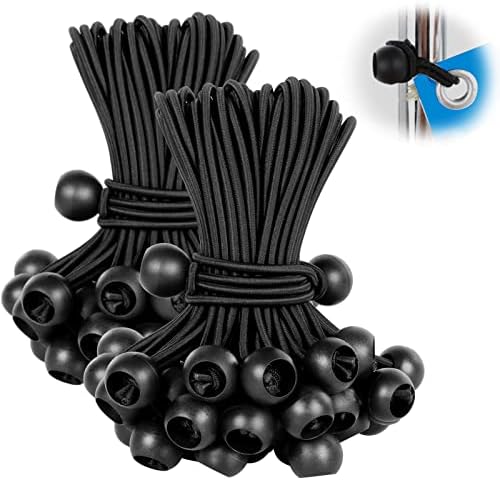 Bungee Balls 12 inch,100 pcs Tarp Bungee with Balls for Canopy, Camping Tarp, Shelter,Cargo,Tent Poles UV Resistant by Kinzomor