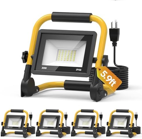 AIKVSXER Portable LED Work Light, 30W 3600LM Job Site Lights, 4 Pack by AIKVSXER