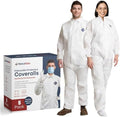 Medical Nation Hazmat Suits Disposable | 5 Pack, 2X-Large | Non-Hooded Protective Coveralls | Heavy Duty Full Body Painters Suit for Men & Women Without Hood - Breathable & Water Resistant - 2XL by MEDICALNATION