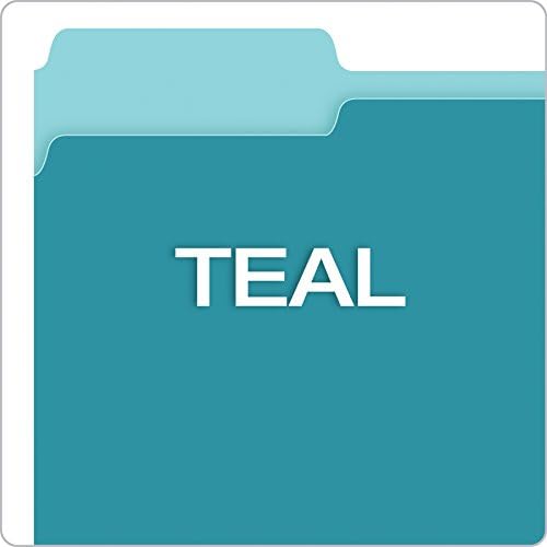 Pendaflex Two-Tone Color File Folders, Letter Size, 1/3 Cut, Teal, 100 Per Box (152 1/3 Tea)(Pack of 5) - Image 4