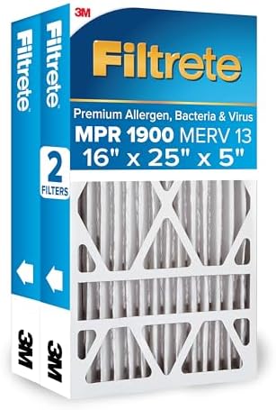 Filtrete 16x25x5 Air Filter, MERV 13, MPR 1900, 2 HVAC Filters by Filtrete