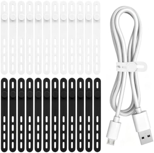 Donruby 24Pcs Silicone Cable Ties, Reusable Cord Organizer Straps, 2 Colors by Donruby