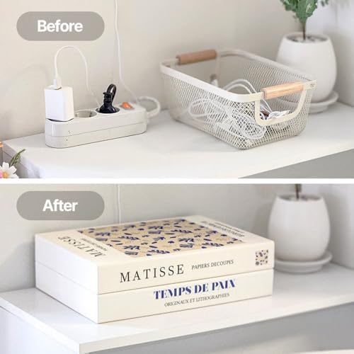 Book Shape Decorative Cable Management Box - Expandable Cable Organizer Box with Magnetic Closure for Home & Office (Small Yellow, Standard) - Image 6