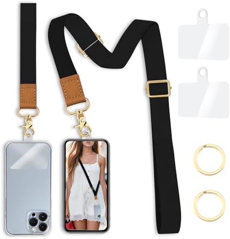 Yonlevres Phone Lanyard Crossbody Strap Wrist Neck Adjustable Women Black by Yonlevres