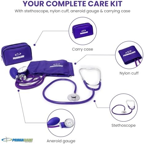 PrimaCare DS-9197-PU Manual Blood Pressure Cuff with Stethoscope, Purple - Image 3