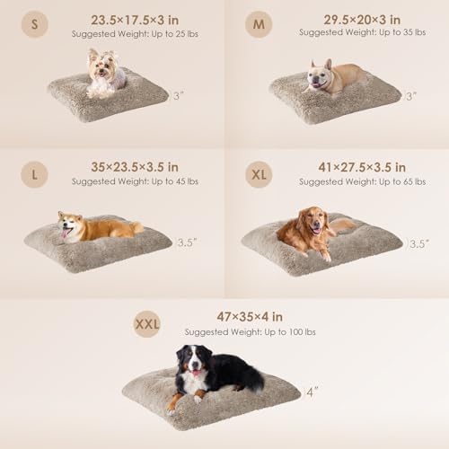 EHEYCIGA Fluffy Dog Crate Bed for Medium Dogs, Plush Crate Pad, Taupe - Image 2