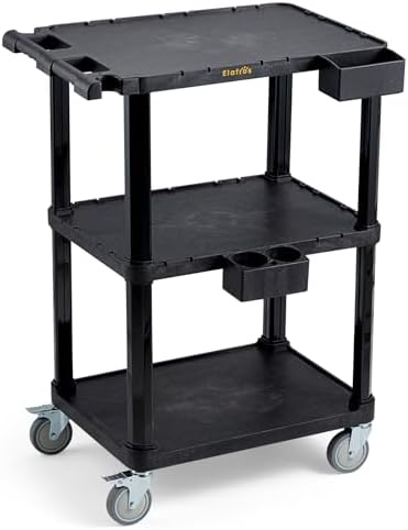 ELAFROS 3-Tier Heavy Duty Flat Top Rolling Utility Cart, 27.5 x 18.25 in by ELAFROS
