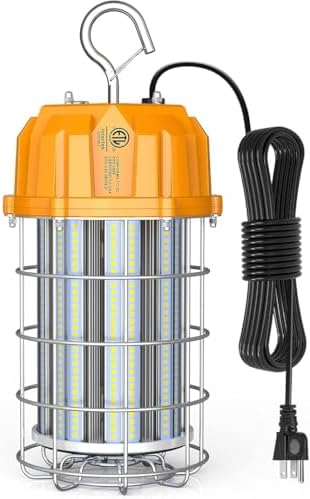 150W LED Temporary Work Light, 22500Lumen 5000K LED Construction Work Lights Hanging Portable Job Site Light with Hook, 10ft Cord, Plug and ON/Off Switch, AC100-277V ETL Listed by Unknown