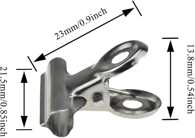 HAHIYO 0.87inch Silver Bulldog Clips Metal File Hinge Binder Clips Clamps Save - Image 2