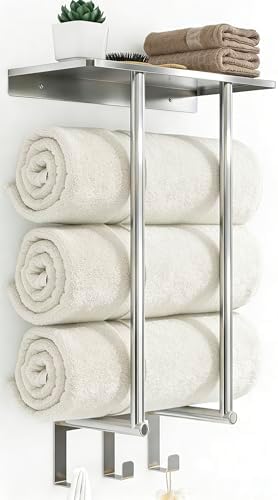 Bethom Towel Racks for Bathroom Wall Mounted with 3 Hooks, Brushed Nickel by Bethom