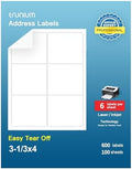 Address Labels, 3-1/3"x4 Shipping Address Labels, 600 Labels, 100 Sheets by TRUNIUM