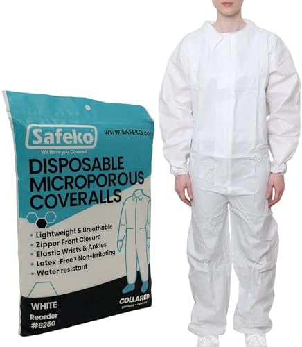 Microporous Disposable Coveralls, Protective Suit with Elastic Wrists & Ankles, Optional Hood & Boots by SAFEKO