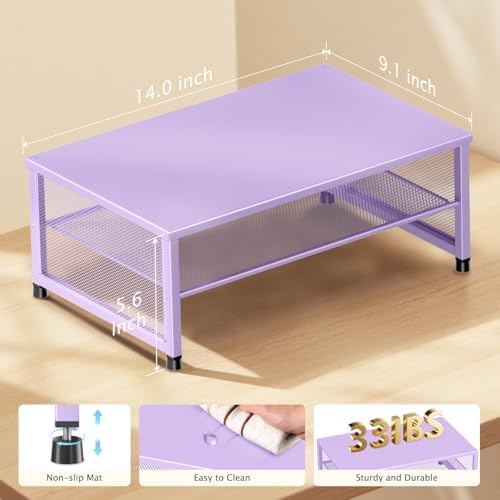 ECOLOVI 2-Tier Computer Monitor Stand Riser, Printer & Laptop Stand, Office Desk Accessories, Workspace Desk Organizer for Home Office Supplies, Purple - Image 7