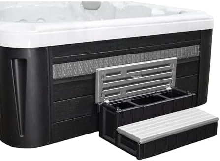 Confer Plastics Two Tier 36" Wide Storage Hot Tub Step: Durable, Multi-Functional, Non-Skid Spa Steps, Easy Installation, Sturdy, Long Lasting Upgrade to Your Space. Proudly Made in USA. - Grey - Image 2
