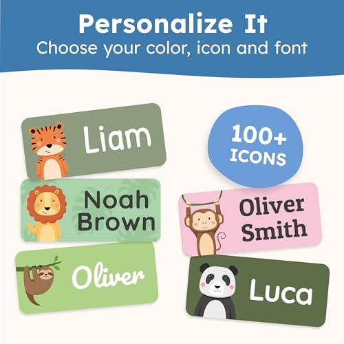 Personalized Name Labels for Kids (140 Labels) - Durable & Waterproof Custom Name Stickers for Clothing Tags, School Supplies, Camp & Daycare - Adventure (1.2”x0.5”) - Image 5