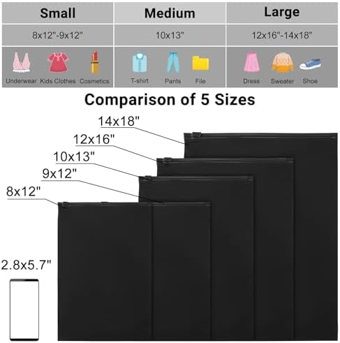 Frosted Zipper Bags for Clothes, 10x13 inch, Pack of 100, Black Plastic Bags for Clothes, Swimsuit, Bathing Suit, Pants, File, Waterproof for T Shirt Packaging, Shipping, Mailing, Selling - Image 2