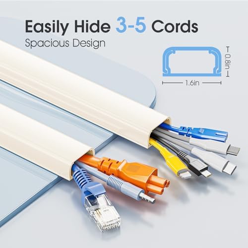 Large Cord Hider - 47in Wire Hiders for TV on Wall, Paintable Cable Hider, X-Large Cable Management Kit, Cord Hiding for Wall, W1.6in H0.8in, Beige - Image 2