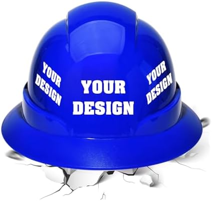 Safety Hard Hat Customize Logo Protective Head Outdoor Work Hat (Style 1-Blue) by YOWESHOP