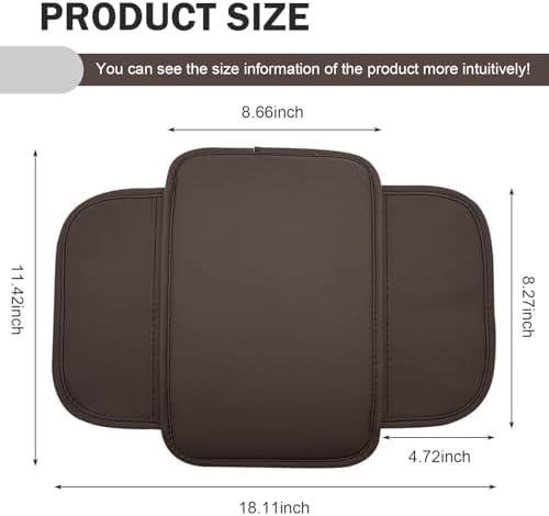 Car Center Console Cover, Leather Armrest Cover Cushion with 2 Storage Bags, Soft Centre Console Protector Covers, Universal Car Interior Accessories, for Most Vehicles, SUV (Brown) - Image 2